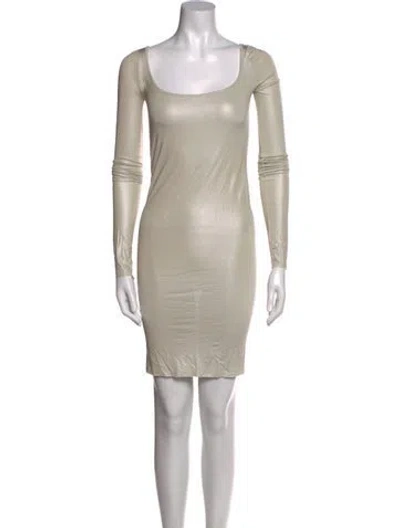 Pre-owned Rick Owens Square Neckline Mini Dress In Brown