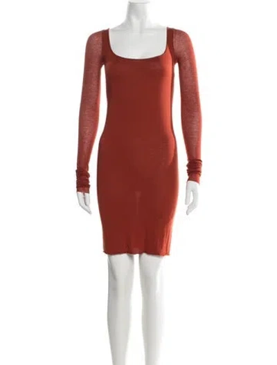 Pre-owned Rick Owens Square Neckline Mini Dress In Orange