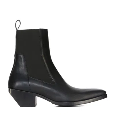 Rick Owens Square Toe Boots In Black