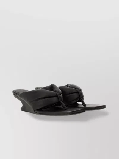 Rick Owens Square Toe Leather Sandal With Sculptural Heel
