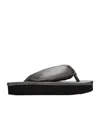 Rick Owens Gunmetal Hollywood Peached Lambskin Flip-flops In Black