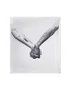 Rick Owens Square White Silk Scarf With Joined Hands Print