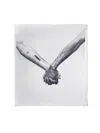 Rick Owens Square White Silk Scarf With Joined Hands Print