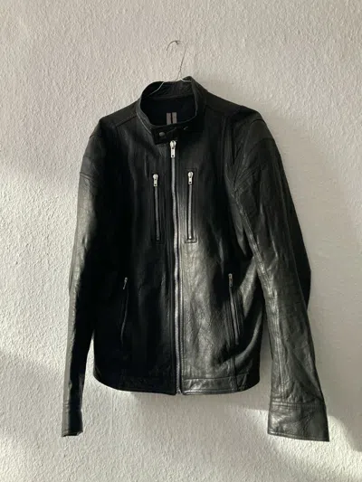 Pre-owned Rick Owens S/s 20 "tecuatl" Heavy Lamb Leather Ies Biker Jacket It50/l In Black