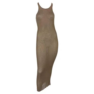 Pre-owned Rick Owens S/s 2009  "strutter" Collection Sheer Brown Jersey Maxi Dress