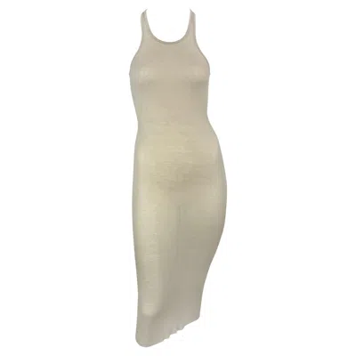 Pre-owned Rick Owens S/s 2010  "release" Collection Sheer Beige Ribbed Jersey Maxi Dress In Brown