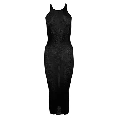 Pre-owned Rick Owens S/s 2010  "release" Sheer Black Stretch Jersey Maxi Tank Dress