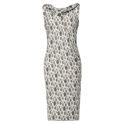 Pre-owned Rick Owens S/s 2011 Silk Printed Polka Dot Midi Dress In Gray