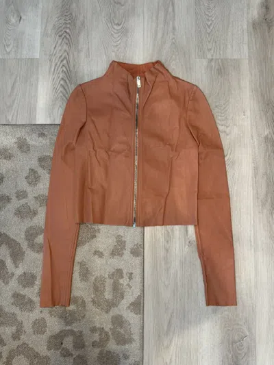 Pre-owned Rick Owens S/s 2017 Nwt Persimmon Leather Jacket!! In Orange