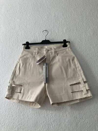 Pre-owned Rick Owens S/s 22 “fogachine” Ecru Spartan Shorts  In Sand