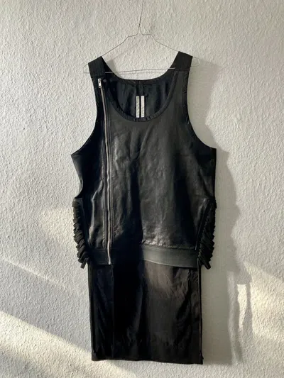 Pre-owned Rick Owens Ss14 Vicious Runway Long Leather Strap Vest