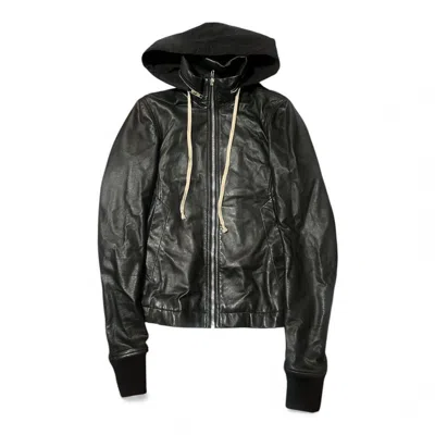 Pre-owned Rick Owens Ss14 “vicious” Secret Hood Leather Jacket In Black