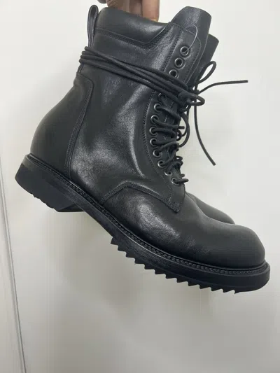 Pre-owned Rick Owens Ss15 Goodyear Flex Combat Boot Size 41 In Black