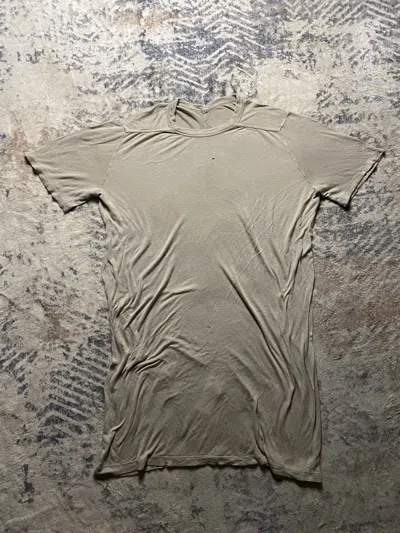 Pre-owned Rick Owens Ss15 Mainline Longline Pearl Tee In Sand