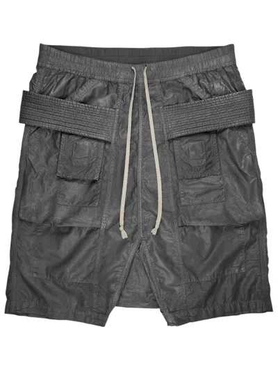 Pre-owned Rick Owens Ss15  Waxed Poplin Dark Dust Creatch Cargo Shorts In Gray