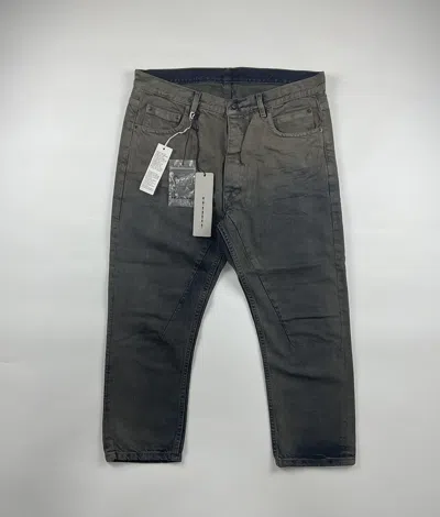 Pre-owned Rick Owens S/s'16 Degrade Hustler Torrence Cropped Denim In Blue