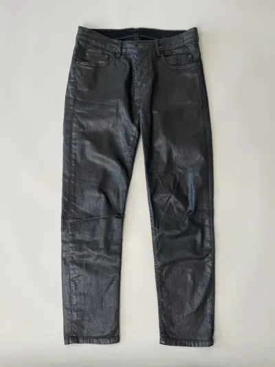 Pre-owned Rick Owens Ss16 Sbw Heavy Waxed Berlin Cropped Pants In Black