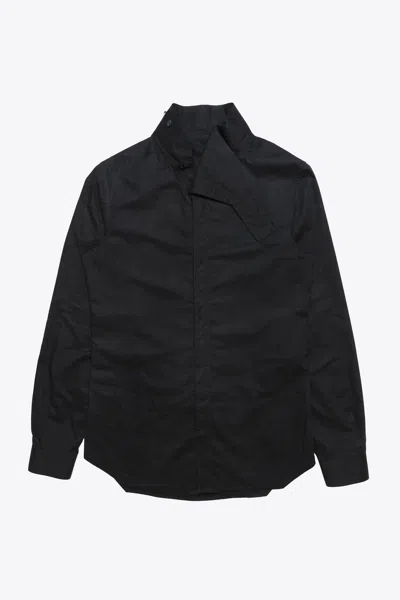 Pre-owned Rick Owens Ss17 Long-sleeve Cowl Button-up Shirt In Black