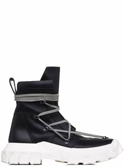Pre-owned Rick Owens Ss18 Dirt Off-the-runway Laceup Hiking Boots In Black