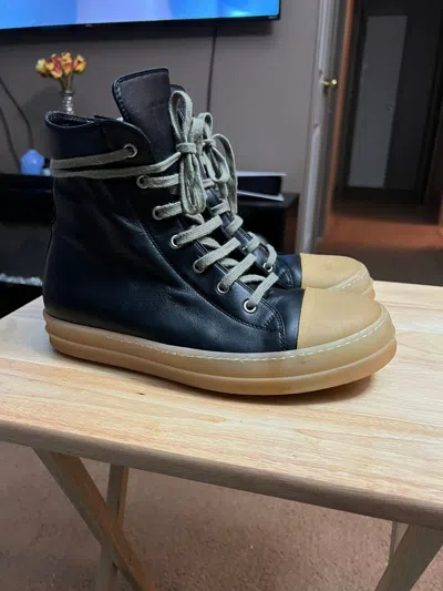 Pre-owned Rick Owens Ss18 Dirt Ramones Gum Sole Shoes In Black