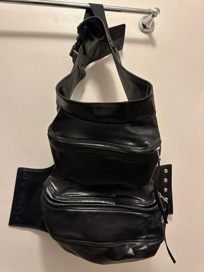 Pre-owned Rick Owens Ss18 Dirt Slq Double Chap Bag In Black