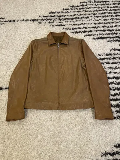 Pre-owned Rick Owens Ss19 Mustard Brad Goat Leather Jacket (babel) In Brown