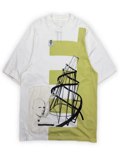 Pre-owned Rick Owens Ss19  Patchwork Two Tone White T-shirt