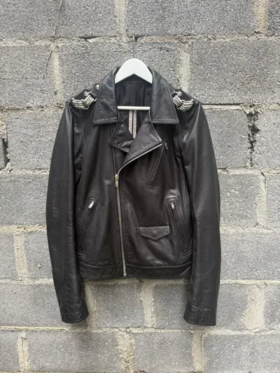 Pre-owned Rick Owens Ss19  Stooges Leather Jacket In Black