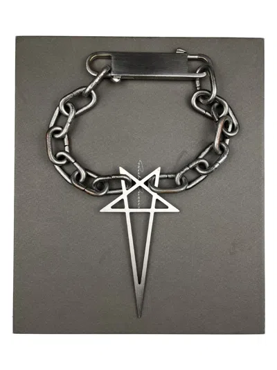 Pre-owned Rick Owens Ss20  Pentagram Choker Necklace Tecuatl Runway In Silver