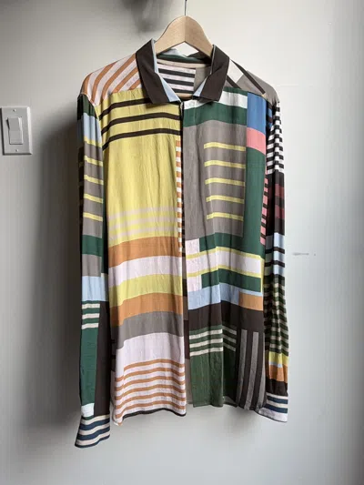 Pre-owned Rick Owens Ss20 Size 52 Uxmal Longsleeve Button Up In Multi