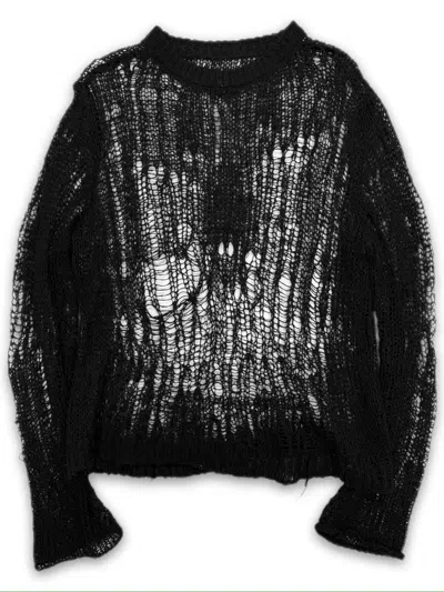 Pre-owned Rick Owens Ss22  ‘fogachine' Loose Gauge Mohair Knit Sweater In Black