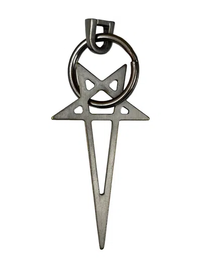 Pre-owned Rick Owens Ss22  Pentagram Pendant Keychain Fogachine In Silver