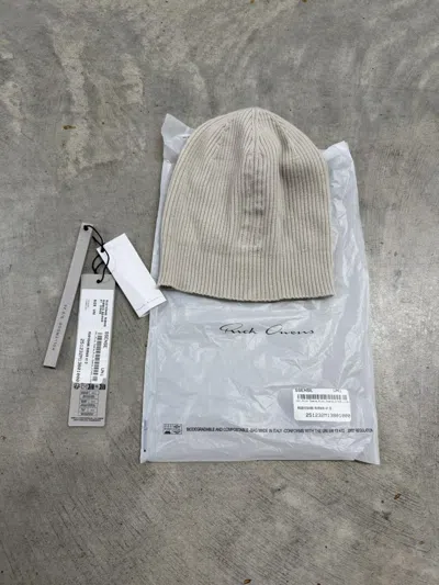 Pre-owned Rick Owens S/s25 Hollywood Cashmere Beanie “dinge” In Sand