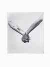 Rick Owens Square White Silk Scarf With Joined Hands Print In White