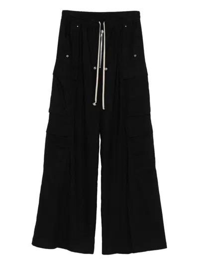 Rick Owens Ss26 Temple Cargobelas In Cotton Silk Poplin In Black