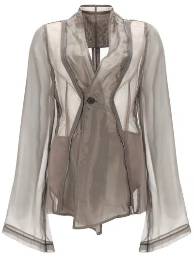 Rick Owens Season Single-breasted Jacket In Brown