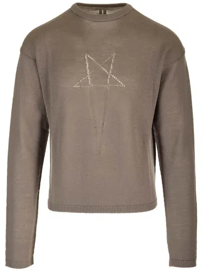 Rick Owens Star Detailed Knitted Jumper In Grey