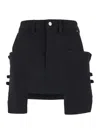 Rick Owens Stefan Black Mini-skirt With Patch Pockets In Wool Woman In Black