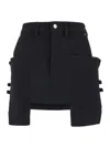 Rick Owens 'stefan' Black Mini-skirt With Patch Pockets In Wool Woman