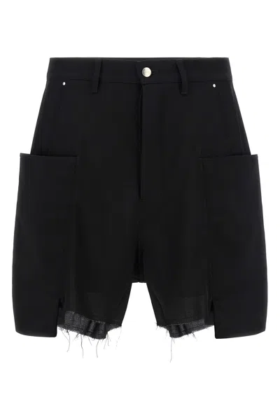 Rick Owens Stefan Cargo Bermuda Shorts Belt Loops Pockets In Black
