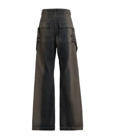 Rick Owens Stefan Cargo Cotton Denim Pants In Black