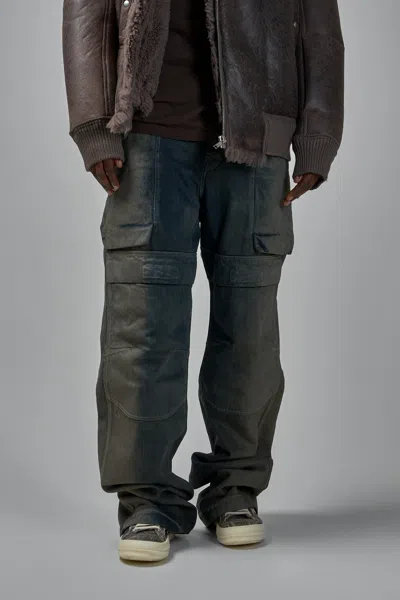 Rick Owens Stefan Cargo Denim Pants In Blue