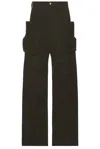 Rick Owens Stefan Wide-leg Brushed Cotton-twill Cargo Trousers In Forest