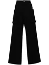 Rick Owens Stefan Wide-leg Brushed Cotton-twill Cargo Trousers In Black