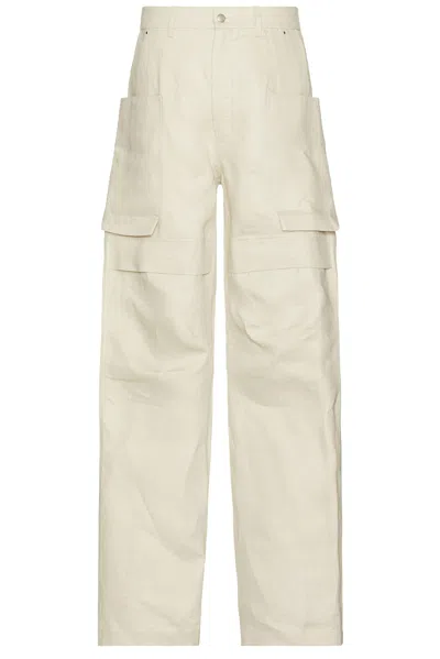 Rick Owens Stefan Wide-leg Linen Cargo Trousers In Neutrals