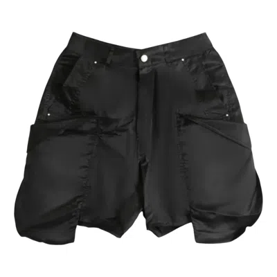 Rick Owens Stefan Cargo Shorts Cupro Twill In Black