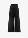 Rick Owens Stefan Flared Grain De Poudre Wool Cargo Trousers In Black