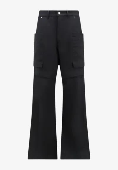 Rick Owens Wool Cargo Pants With Button Closure In Black