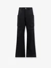 Rick Owens Stefan Flared Grain De Poudre Wool Cargo Trousers In Black