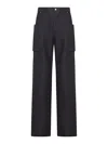 Rick Owens Stefan Flared Grain De Poudre Wool Cargo Trousers In Black